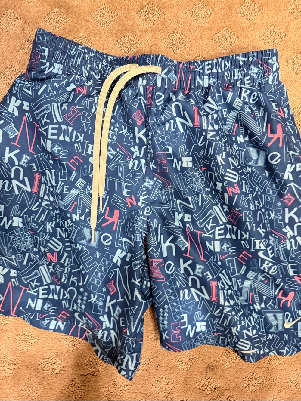 Kids Navy Graphic Swim Shorts with Drawstring